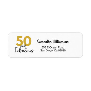 50 and Fabulous Gold and Black  Label Return Address Label