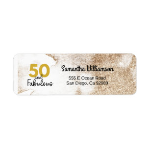 50 and Fabulous Gold and Black  Return Address Label
