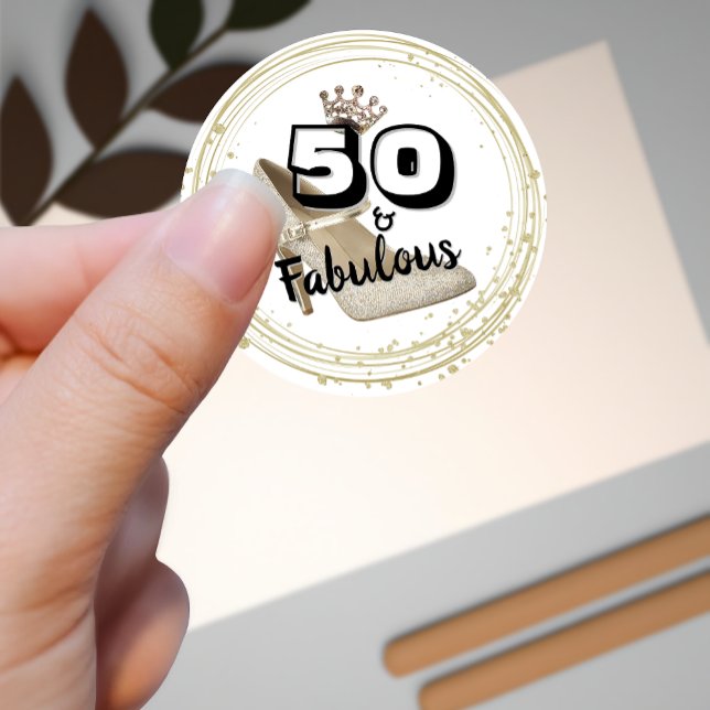 50 And Fabulous Gold Black Bold Birthday Classic Round Sticker (Creator Uploaded)