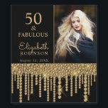 50 and Fabulous Gold Drips Pearl Birthday Party Wine Label<br><div class="desc">Celebrate your 50th birthday in style with these elegant modern black and gold glitter dripping pearl 50th Birthday Party party personalised custom personalised photo bottle labels. You can personalise your fiftieth birthday party celebration. The words "50 and Fabulous" are set using popular typhography. You can personalise with your own photo,...</div>