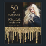 50 and Fabulous Gold Drips Pearl Birthday Party Wine Label<br><div class="desc">Celebrate your 50th birthday in style with these elegant modern black and gold glitter dripping pearl 50th Birthday Party party personalised custom personalised photo bottle labels. You can personalise your fiftieth birthday party celebration. The words "50 and Fabulous" are set using popular typhography. You can personalise with your own photo,...</div>