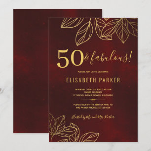 50 and fabulous gold elegant 50th birthday party invitation