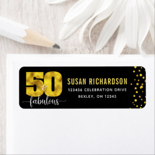 50 and fabulous gold foil dots chic girly address return address label
