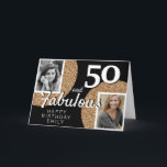50 and Fabulous Gold Glitter 2 Photo 50th Birthday Card<br><div class="desc">50 and Fabulous Gold Glitter 2 Photo 50th Birthday Greeting Card. Add your photos - you can use an old and new photo. Add your name,  age and text inside or erase it.</div>