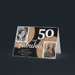 50 and Fabulous Gold Glitter 2 Photo 50th Birthday Card<br><div class="desc">50 and Fabulous Gold Glitter 2 Photo 50th Birthday Greeting Card. Add your photos - you can use an old and new photo. Add your name,  age and text inside or erase it.</div>