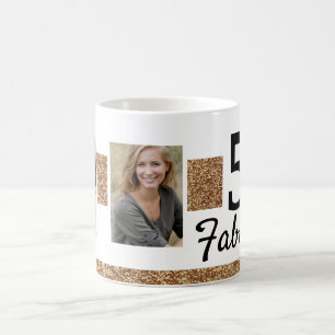 50 and Fabulous Gold Glitter 2 Photo 50th Birthday Coffee Mug