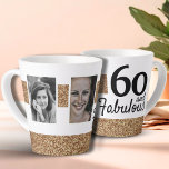 50 and Fabulous Gold Glitter 2 Photo 50th Birthday Latte Mug<br><div class="desc">50 and Fabulous Gold Glitter 2 Photos 50th Birthday Latte Mug. Modern and elegant design with 2 photos and faux gold glitter details. Add your photos - you can use an old and new photo.</div>