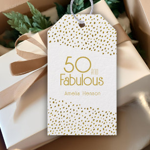 50 and Fabulous Gold Glitter 50th Birthday  Gift Tags