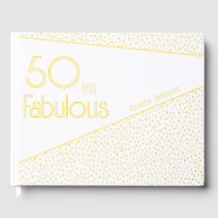 50 and Fabulous Gold Glitter 50th Birthday Guest Book