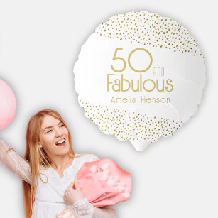 50 and Fabulous Gold Glitter 50th Birthday Party  Balloon