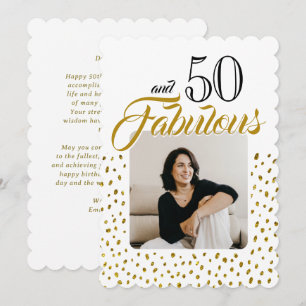 50 and Fabulous Gold Glitter Photo 50th Birthday