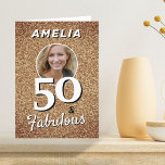 50 and Fabulous Gold Glitter Photo 50th Birthday  Card<br><div class="desc">50 and Fabulous Gold Glitter Photo 50th Birthday Card. Personalise with name and photo.</div>