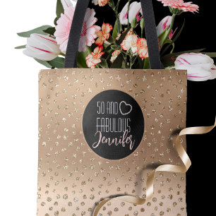 50 and Fabulous Gold Glitter Sparkle Girly 50th  Tote Bag