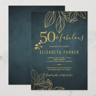 50 and fabulous gold navy 50th birthday party invitation