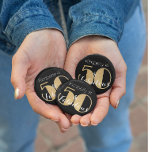 50 and Fabulous Gold Personalised Birthday Party 6 Cm Round Badge<br><div class="desc">Celebrate turning 50 in style with this modern 50th birthday design. The word 50 is in a classic faux gold glitter ritz typography with the personalised name & Fabulous in a white text on a black background. You can personalise this gift by changing the name to whatever you like. To...</div>