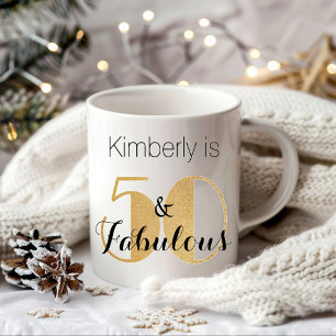 50 and Fabulous Gold Personalised Birthday Party Coffee Mug