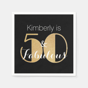 50 and Fabulous Gold Personalised Birthday Party Napkin