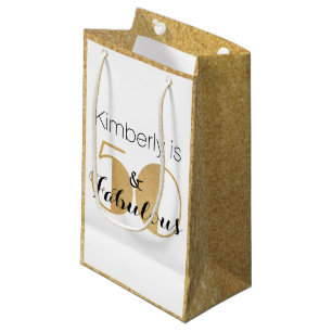 50 and Fabulous Gold Personalised Birthday Party Small Gift Bag