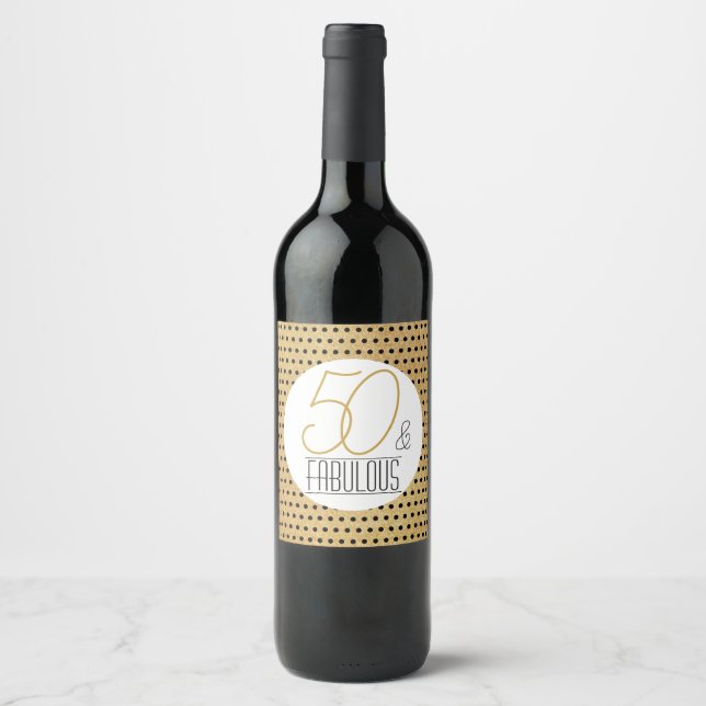 50 and Fabulous Gold Personalised Birthday Party Wine Label (Front)