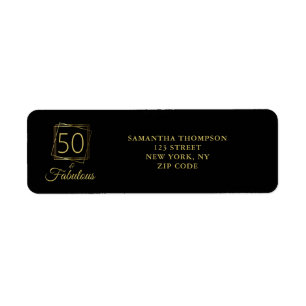 50 and Fabulous Gold  Return Address Label