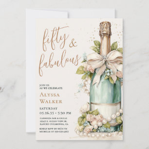 50 And Fabulous Gold Script 50th Birthday Party Invitation