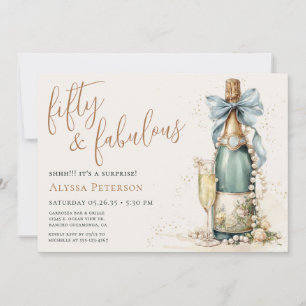 50 And Fabulous Gold Script Surprise 50th Birthday Invitation