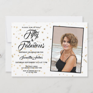 50 and Fabulous Gold Stars Photo Invitation