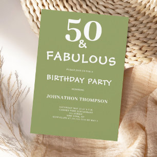 50 and Fabulous Green Birthday Invitation