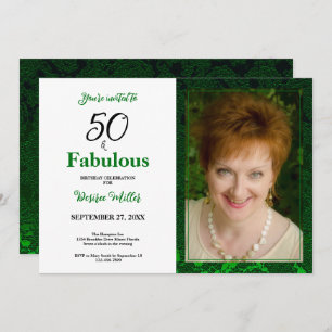 50 And Fabulous Green Floral Birthday Invitation