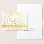 50 and Fabulous Happy Birthday Chic Vintage Deco Foil Card<br><div class="desc">Say happy 50th birthday in style with the chic luxe shine of gold real foil. All wording on this template is simple to customise. Change "50 and Fabulous" text on front for any milestone birthday or delete message inside for a blank card. The modern white and gold design features a...</div>
