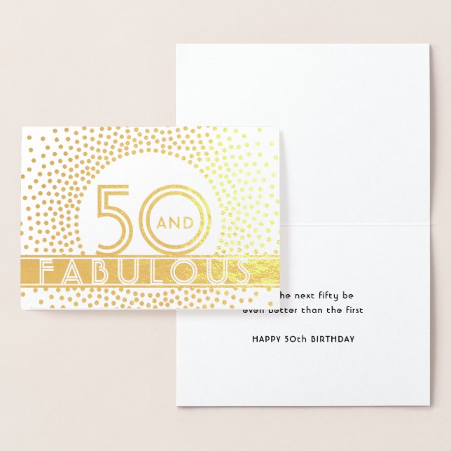 50 and Fabulous Happy Birthday Chic Vintage Deco Foil Card (Display)