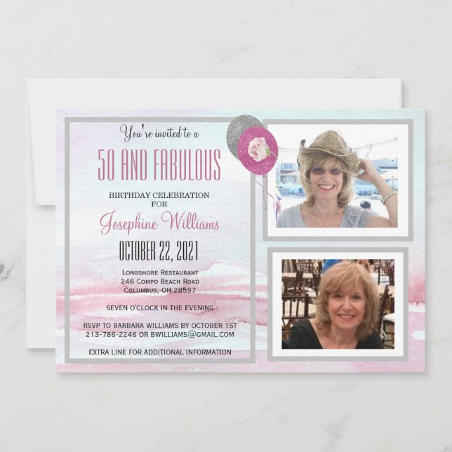 50 and Fabulous Invitation Birthday Party  (Front)