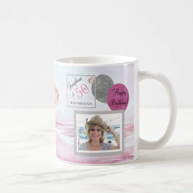 50 and Fabulous KEEPSAKE Mug Photo Pink (Right)