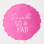 50 and Fabulous Knockout Pink 50th Birthday Party Balloon<br><div class="desc">Celebrate turning 50 in fabulous style with this vibrant pink “50 & FAB” birthday balloon topper! Designed to double as a playful photo prop, this piece brings charm and personality to any fiftieth birthday party. Use it in floral arrangements, gift baskets, or as part of your table decor. Personalise it...</div>