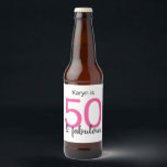 50 and Fabulous Ladies 50th Birthday Party Beer Bottle Label<br><div class="desc">A fun colourful 50th birthday bottle label to personalise the drinks at the party. This design features the typography "50 and fabulous" is hot pink and black.</div>