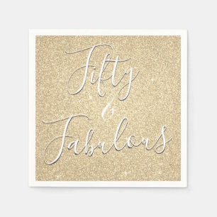 50 and Fabulous Luxury Gold Glitter Napkin