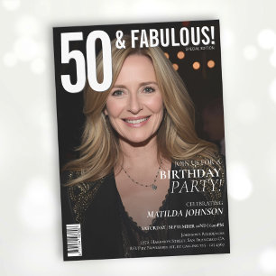 50 and Fabulous Magazine Cover 50th Birthday  Invitation