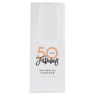 50 and Fabulous Modern 50th Birthday  Wine Gift Bag