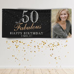 50 and Fabulous Modern Black 50th Birthday Photo Banner<br><div class="desc">50 and Fabulous Modern Black 50th Birthday Photo Banner. Great sign for the 50th birthday party with a custom photo, inspirational and funny quote 50 and fabulous. The background is black and the text is in white and golden colours. Personalise the sign with your photo, your name and the age...</div>