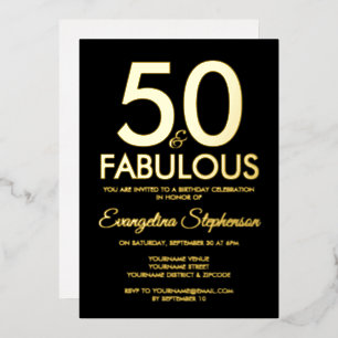50 and Fabulous Modern Black Gold 50th Birthday