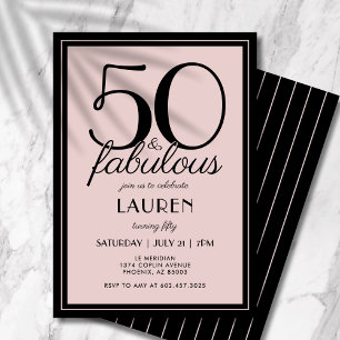50 and Fabulous Modern Bold Typography Women's  Invitation