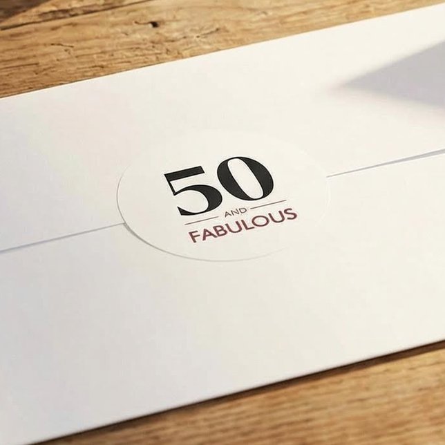 50 And Fabulous Modern Cherry Wine Birthday Saying Classic Round Sticker (Creator Uploaded)