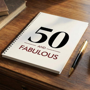 50 And Fabulous Modern Cherry Wine Birthday Saying Notebook