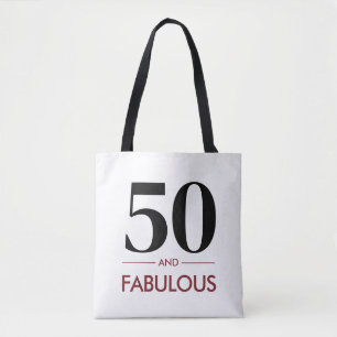 50 And Fabulous Modern Cherry Wine Birthday Saying Tote Bag