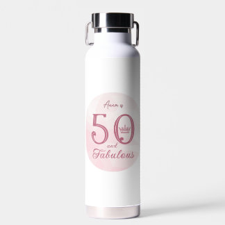 50 and Fabulous Modern Elegant Rose Gold Classic R Water Bottle