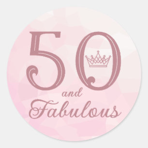 50 and Fabulous Modern Elegant Rose Gold Classic Round Sticker
