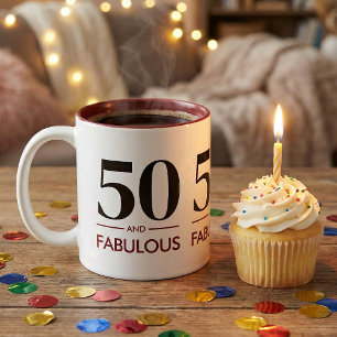 50 And Fabulous Modern Minimal Birthday Saying Two-Tone Coffee Mug