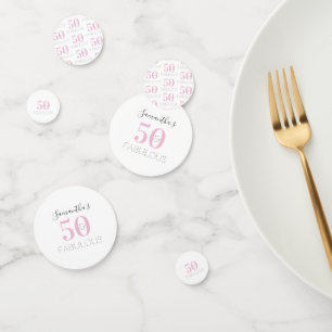 50 and Fabulous Modern Pink Birthday Party Confetti