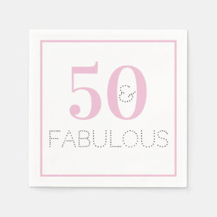 50 and fabulous Modern Pink Birthday Party Napkin