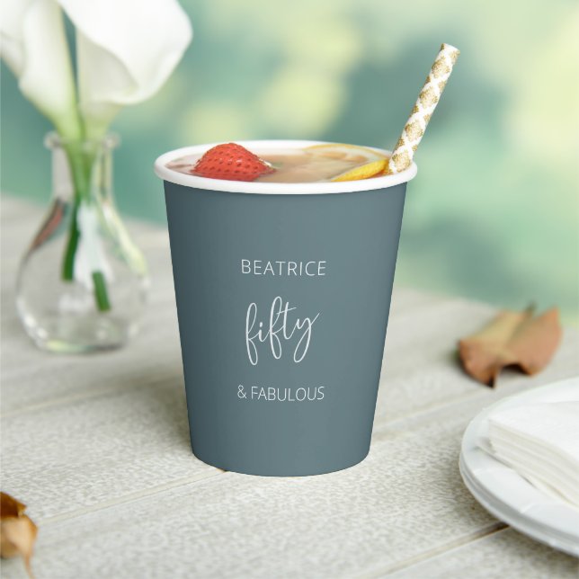 50 and Fabulous Modern Script  Paper Cups (Insitu)
